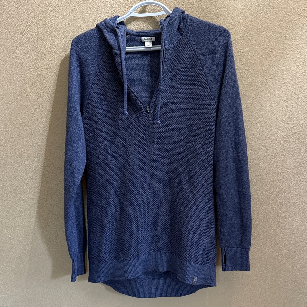 L.L. Bean Heather Blue Knit Tunic Sweater